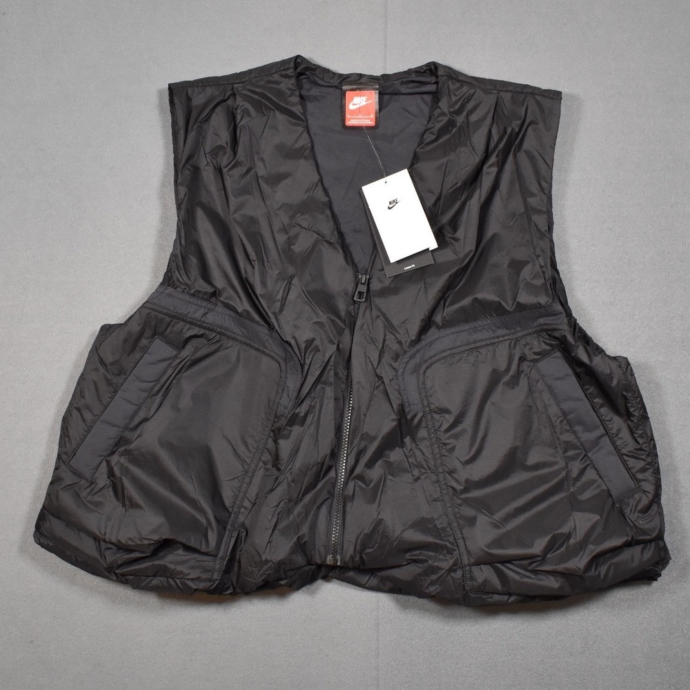 Nike Tech Men's Large Woven Black Loose Fit Lightweight Vest NWT $180 MSRP